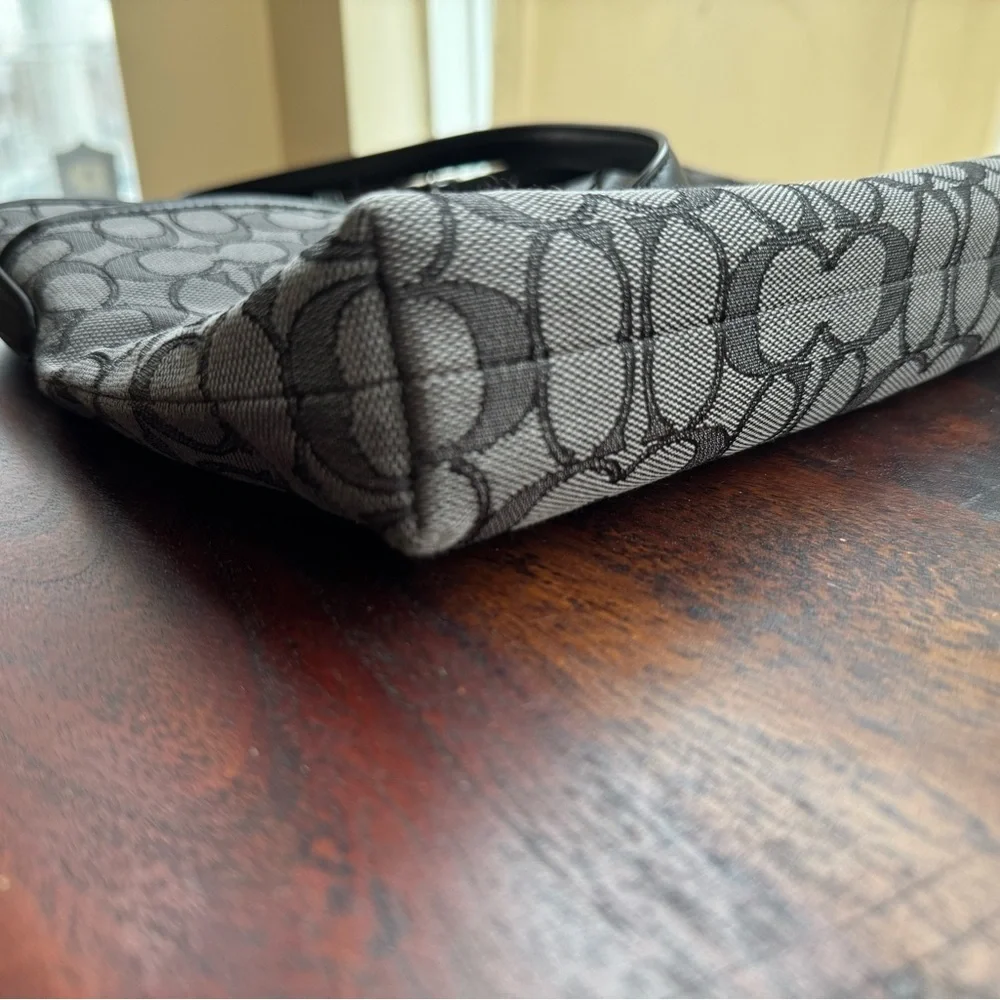 Coach Signature Black and Gray Messenger Bag